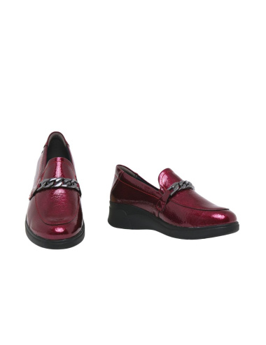 SUAVE ZAPATO MOCASIN CADENA CUÑITA PIEL CHAROL MUJER