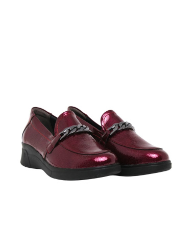 SUAVE ZAPATO MOCASIN CADENA CUÑITA PIEL CHAROL MUJER